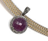 Sterling Silver Pink Sapphire Diamond Pendant, Gemstone Pendant, Pave Diamond Pendant, Natural Sapphire Gemstone Jewelry, Gifts for Her