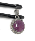 Sterling Silver Pink Sapphire Diamond Pendant, Gemstone Pendant, Pave Diamond Pendant, Natural Sapphire Gemstone Jewelry, Gifts for Her