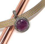 Sterling Silver Pink Sapphire Diamond Pendant, Gemstone Pendant, Pave Diamond Pendant, Natural Sapphire Gemstone Jewelry, Gifts for Her