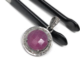 Sterling Silver Pink Sapphire Diamond Pendant, Gemstone Pendant, Pave Diamond Pendant, Natural Sapphire Gemstone Jewelry, Gifts for Her