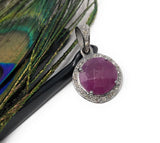 Sterling Silver Pink Sapphire Diamond Pendant, Gemstone Pendant, Pave Diamond Pendant, Natural Sapphire Gemstone Jewelry, Gifts for Her