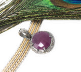 Sterling Silver Pink Sapphire Diamond Pendant, Gemstone Pendant, Pave Diamond Pendant, Natural Sapphire Gemstone Jewelry, Gifts for Her
