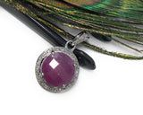 Sterling Silver Pink Sapphire Diamond Pendant, Gemstone Pendant, Pave Diamond Pendant, Natural Sapphire Gemstone Jewelry, Gifts for Her