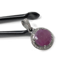 Sterling Silver Pink Sapphire Diamond Pendant, Gemstone Pendant, Pave Diamond Pendant, Natural Sapphire Gemstone Jewelry, Gifts for Her