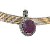 Sterling Silver Pink Sapphire Diamond Pendant, Gemstone Pendant, Pave Diamond Pendant, Natural Sapphire Gemstone Jewelry, Gifts for Her