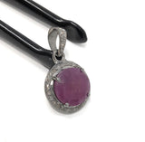 Sterling Silver Pink Sapphire Diamond Pendant, Gemstone Pendant, Pave Diamond Pendant, Natural Sapphire Gemstone Jewelry, Gifts for Her