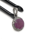 Sterling Silver Pink Sapphire Diamond Pendant, Gemstone Pendant, Pave Diamond Pendant, Natural Sapphire Gemstone Jewelry, Gifts for Her