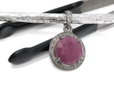Sterling Silver Pink Sapphire Diamond Pendant, Gemstone Pendant, Pave Diamond Pendant, Natural Sapphire Gemstone Jewelry, Gifts for Her