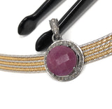 Sterling Silver Pink Sapphire Diamond Pendant, Gemstone Pendant, Pave Diamond Pendant, Natural Sapphire Gemstone Jewelry, Gifts for Her