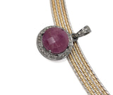 Sterling Silver Pink Sapphire Diamond Pendant, Gemstone Pendant, Pave Diamond Pendant, Natural Sapphire Gemstone Jewelry, Gifts for Her