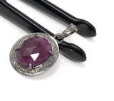 Pink Sapphire Diamond Pendant, Sterling Silver Gemstone Pendant, Spiritual Jewelry, Chakra Healing Crystal Pendant, September Birthstone