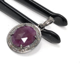 Pink Sapphire Diamond Pendant, Sterling Silver Gemstone Pendant, Spiritual Jewelry, Chakra Healing Crystal Pendant, September Birthstone