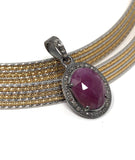 Pink Sapphire Diamond Pendant, Spiritual Crystal September Birthstone Jewelry, Heart Chakra Healing Gemstone Pendant, Handmade Gifts for Her