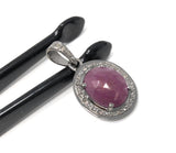 Spiritual Pink Sapphire Gemstone Pendant, Silver Pave Diamond Pendant, Heart Chakra Healing Crystal Jewelry, September Birthstone Jewelry