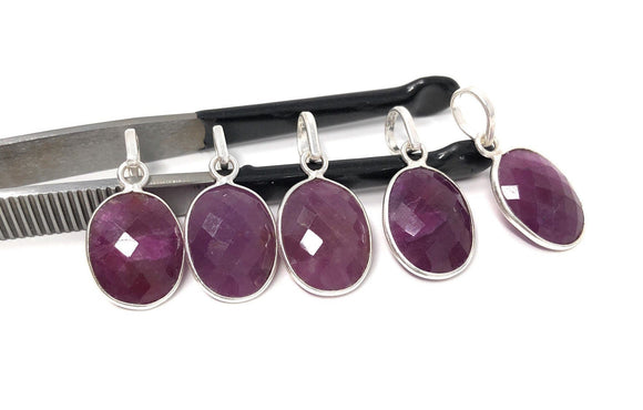 Sterling Silver Pink Sapphire Pendant, Natural Gemstone Pendants, Wholesale Jewelry Supplies for DIY Jewelry Making, Gifts for Her