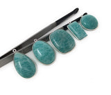 5Pcs Amazonite Gemstone Charms, Sterling Silver Charms, Natural Peruvian Amazonite Charms , DIY Jewelry Making Supplies