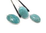 3Pcs Amazonite Gemstone Charms, Sterling Silver Charms, Natural Peruvian Amazonite Charms, DIY Jewelry Making Supplies