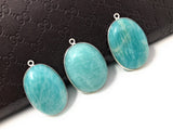 3Pcs Amazonite Gemstone Charms, Sterling Silver Charms, Natural Peruvian Amazonite Charms, DIY Jewelry Making Supplies