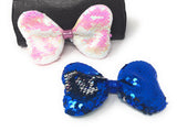 Reversible Sequin Bow Hair Clips, Hair Bow With Alligator Clips, Sequins Hair Bow Kids Girl Barrette Hair Accessories , Blue, Pink, 1 Pc