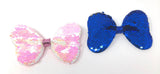 Reversible Sequin Bow Hair Clips, Hair Bow With Alligator Clips, Sequins Hair Bow Kids Girl Barrette Hair Accessories , Blue, Pink, 1 Pc