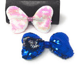 Reversible Sequin Bow Hair Clips, Hair Bow With Alligator Clips, Sequins Hair Bow Kids Girl Barrette Hair Accessories , Blue, Pink, 1 Pc