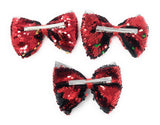 Reversible Sequin Mermaid Bow Hair Clips, Red Sequins Hair Bow Kids Hair Accessories, Girls Barrette Clips, 1 Pc