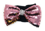 Flip Sequins Bow Headband, Head Wrap for Girls, Stretchy Headband, Turban Headbands, Wide Headbands, 14" Headband with Large 6-1/2" Bow 1 Pc