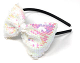 Hair Bow Headband, Flip Sequins Hairband, Girls Headband, Hair Accessories, Large Bow Mermaid Headband, Birthday Gift and Party Favors, 1 Pc