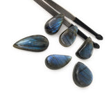 Wholesale 7 Pcs Labradorite Cabochon, Natural Gemstone Labradorite Cabochon, Wire Wrapping Jewelry Supplies, 24mm-35mm