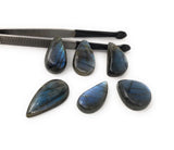 Wholesale 7 Pcs Labradorite Cabochon, Natural Gemstone Labradorite Cabochon, Wire Wrapping Jewelry Supplies, 24mm-35mm