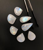 7Pcs Moonstone Cabochon, Gemstone Cabochons, Natural Rainbow Moonstone Cabochon Wholesale Lot, Wire Wrapping, Drop Shape Cabs, 25mm - 29mm