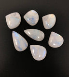 7Pcs Moonstone Cabochon, Gemstone Cabochons, Natural Rainbow Moonstone Cabochon Wholesale Lot, Wire Wrapping, Drop Shape Cabs, 25mm - 29mm