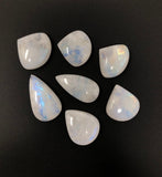 7Pcs Moonstone Cabochon, Gemstone Cabochons, Natural Rainbow Moonstone Cabochon Wholesale Lot, Wire Wrapping, Drop Shape Cabs, 25mm - 29mm