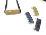 Sterling Silver Sapphire Gemstone Bar Connectors, Gemstone Briolette Double Loop Charms, Jewelry Supplies, Jewelry Findings, 36.5mmX10mm