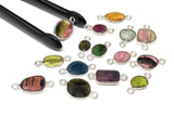5 Pcs/10 Pcs Tourmaline Connectors, Sterling Silver Gemstone Connectors, Wholesale Jewelry Findings for DIY Jewelry Making, Bulk Lot