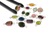 5 Pcs/10 Pcs Tourmaline Connectors, Sterling Silver Gemstone Connectors, Wholesale Jewelry Findings for DIY Jewelry Making, Bulk Lot