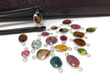 5 Pcs/10 Pcs Tourmaline Connectors, Sterling Silver Gemstone Connectors, Wholesale Jewelry Findings for DIY Jewelry Making, Bulk Lot