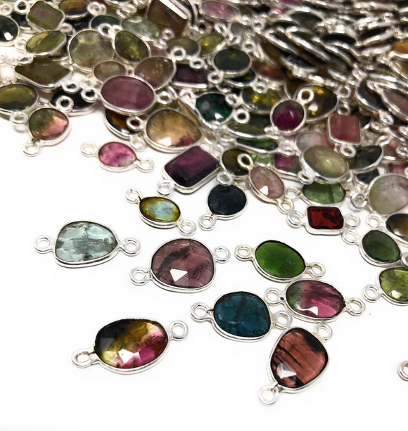 5 Pcs/10 Pcs Tourmaline Connectors, Sterling Silver Gemstone Connectors, Wholesale Jewelry Findings for DIY Jewelry Making, Bulk Lot