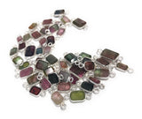 6 Pcs Tourmaline Connectors, Sterling Silver Gemstone Connectors, Wholesale Jewelry Findings for DIY Jewelry Making, Bulk Lot