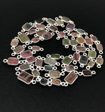 6 Pcs Tourmaline Connectors, Sterling Silver Gemstone Connectors, Wholesale Jewelry Findings for DIY Jewelry Making, Bulk Lot