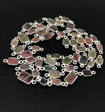 6 Pcs Tourmaline Connectors, Sterling Silver Gemstone Connectors, Wholesale Jewelry Findings for DIY Jewelry Making, Bulk Lot