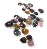 4 Pcs/5 Pcs Tourmaline Connectors, Sterling Silver Gemstone Connectors, Wholesale Jewelry Findings for DIY Jewelry Making, Bulk Lot, 18-22mm