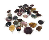 4 Pcs/5 Pcs Tourmaline Connectors, Sterling Silver Gemstone Connectors, Wholesale Jewelry Findings for DIY Jewelry Making, Bulk Lot, 18-22mm