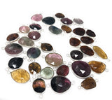 4 Pcs/5 Pcs Tourmaline Connectors, Sterling Silver Gemstone Connectors, Wholesale Jewelry Findings for DIY Jewelry Making, Bulk Lot, 18-22mm