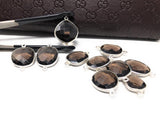 5Pcs/4Pcs Smokey Quartz Connectors, Sterling Silver Gemstone Connectors, Wholesale Jewelry Findings for DIY Jewelry Making, Bulk Lot Charms