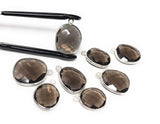 5Pcs Smokey Quartz Charms, Sterling Silver Gemstone Charms, Wholesale Jewelry Supplies for DIY Jewelry Making, Bulk Lot Charms