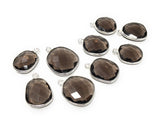 5Pcs Smokey Quartz Charms, Sterling Silver Gemstone Charms, Wholesale Jewelry Supplies for DIY Jewelry Making, Bulk Lot Charms