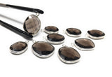 5Pcs Smokey Quartz Charms, Sterling Silver Gemstone Charms, Wholesale Jewelry Supplies for DIY Jewelry Making, Bulk Lot Charms