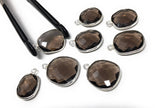 5Pcs Smokey Quartz Charms, Sterling Silver Gemstone Charms, Wholesale Jewelry Supplies for DIY Jewelry Making, Bulk Lot Charms