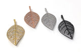 CZ Micro Pave Leaf Pendant, Jewelry Supplies, Jewelry Findings, CZ Pendant, Micro Pave Pendants, DIY Jewelry, 1 Pc